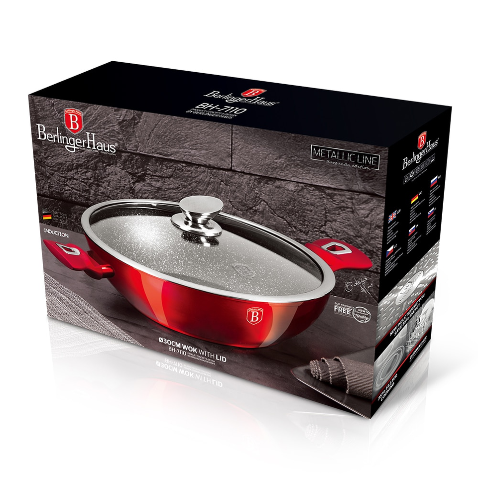 Wok with lid, 30 cm Berlinger Haus BH 7110 burgundy