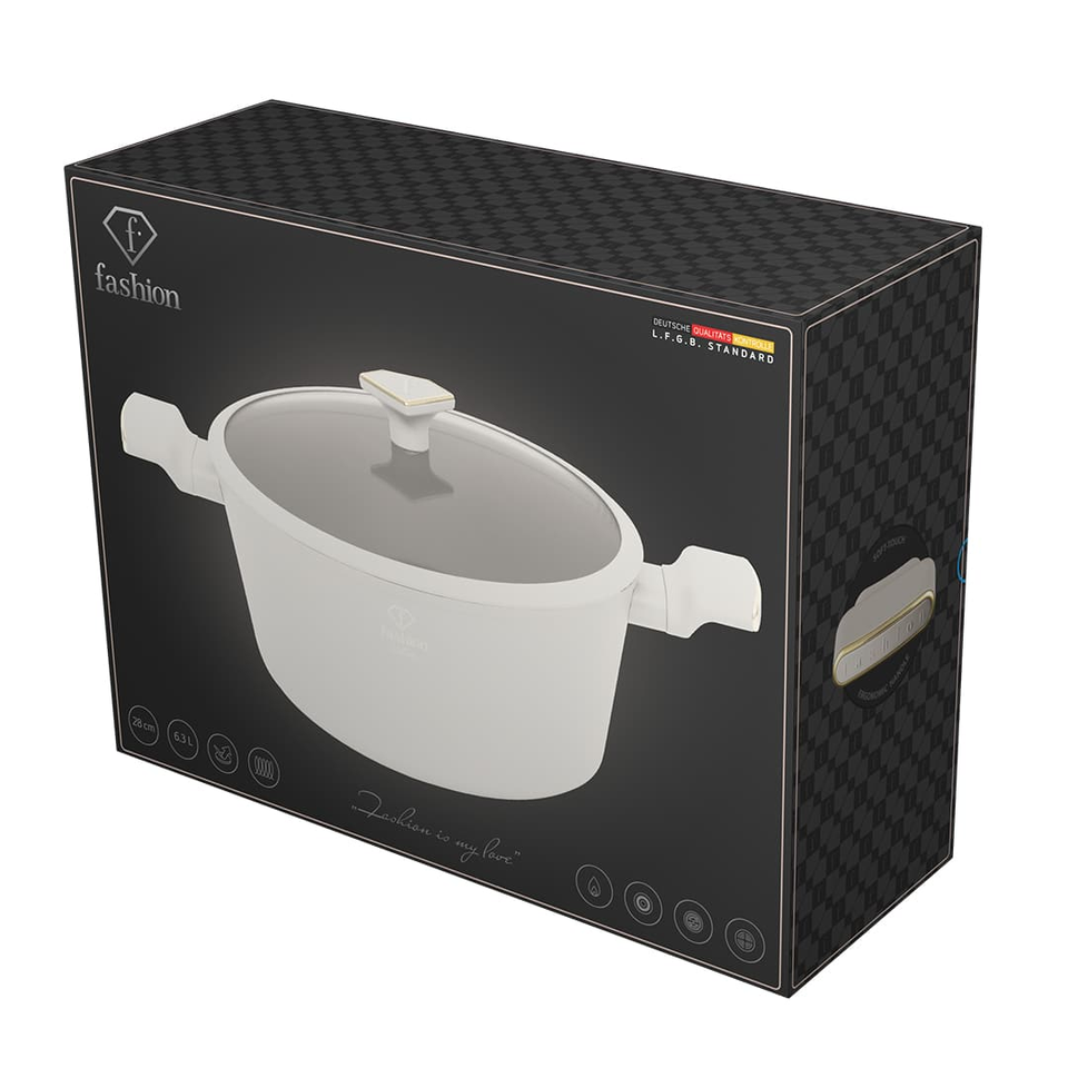 Casserole with Lid 28 cm 6.1L Matte Cream Gold – Berlinger Haus FTV0070