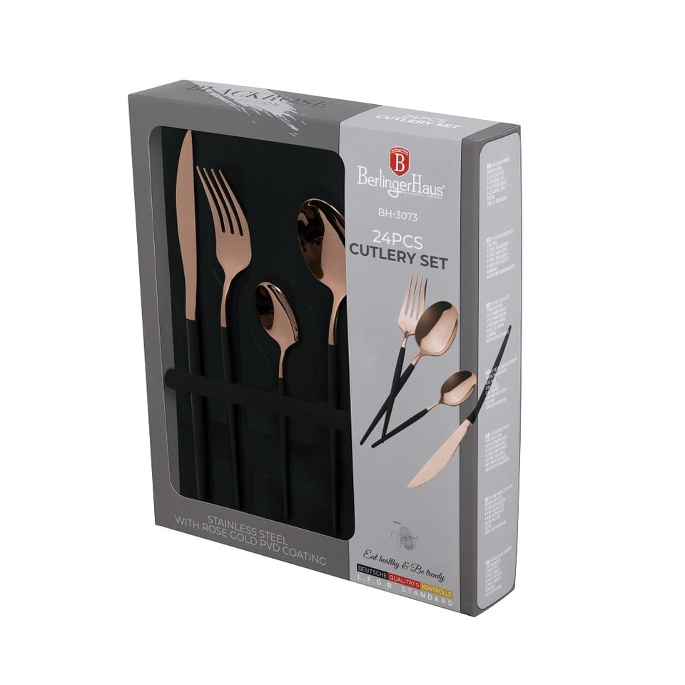 24 pcs cutlery set Berlinger Haus BH 3073 black/rose gold
