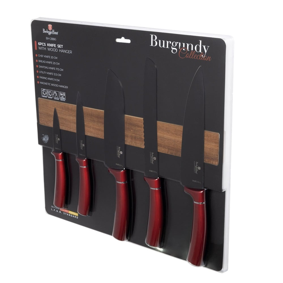 6 pcs knife set with acacia wood magnetic hanger BH2886