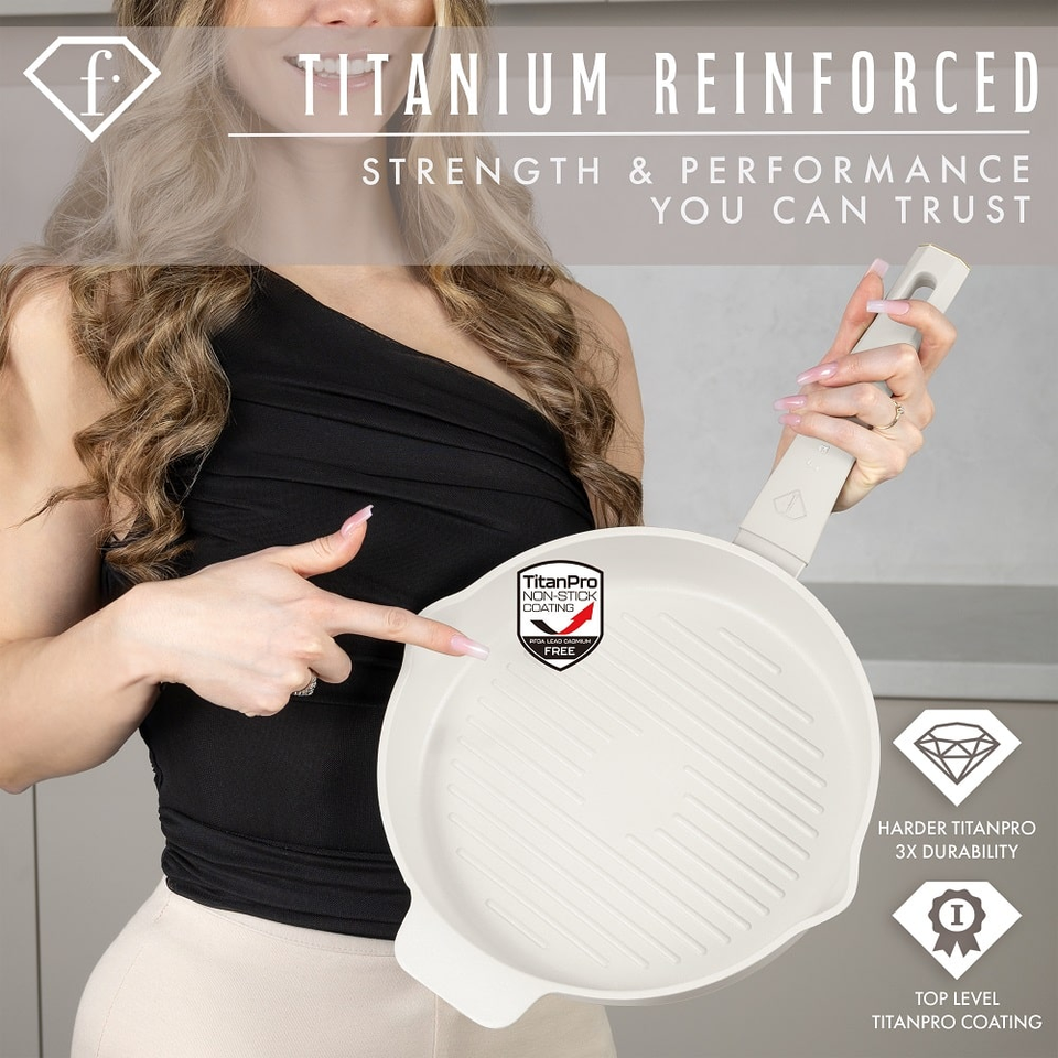 Round Grill Pan Ø26 cm FTV0074 – Matte Cream Gold | Berlinger Haus x FashionTV