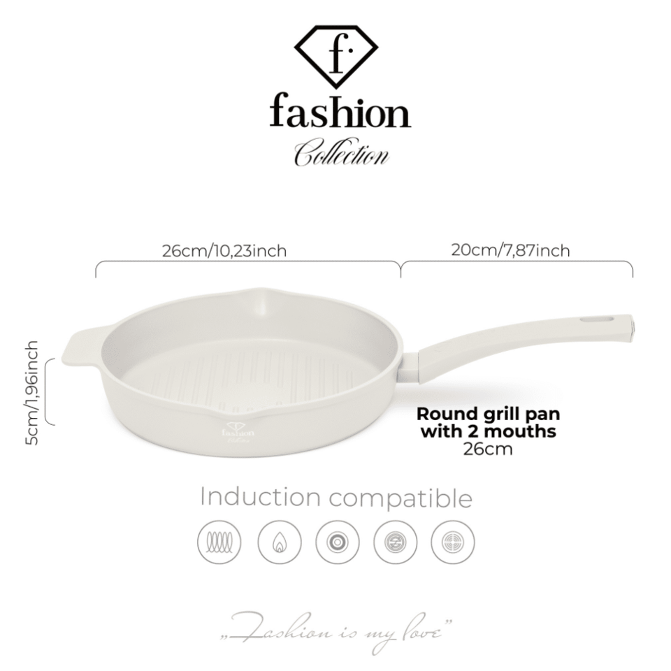 Round Grill Pan Ø26 cm FTV0074 – Matte Cream Gold | Berlinger Haus x FashionTV