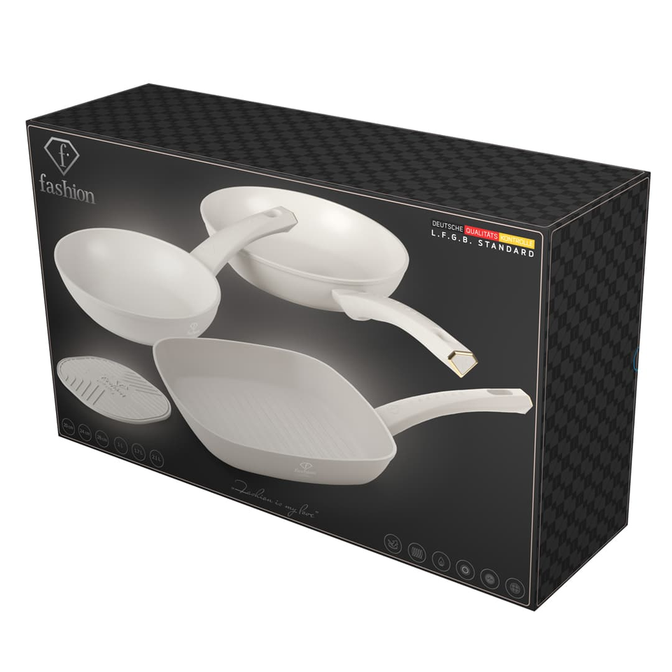 4-Piece Frypan Set FTV0076 – Matte Cream–Gold | Fashion by Berlinger Haus