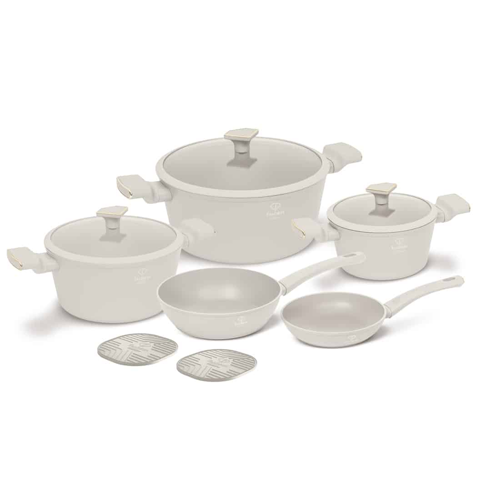 10-Piece Cookware Set Berlinger Haus FTV0077 Matte Cream–Gold – TitanPro Non-Stick Coating