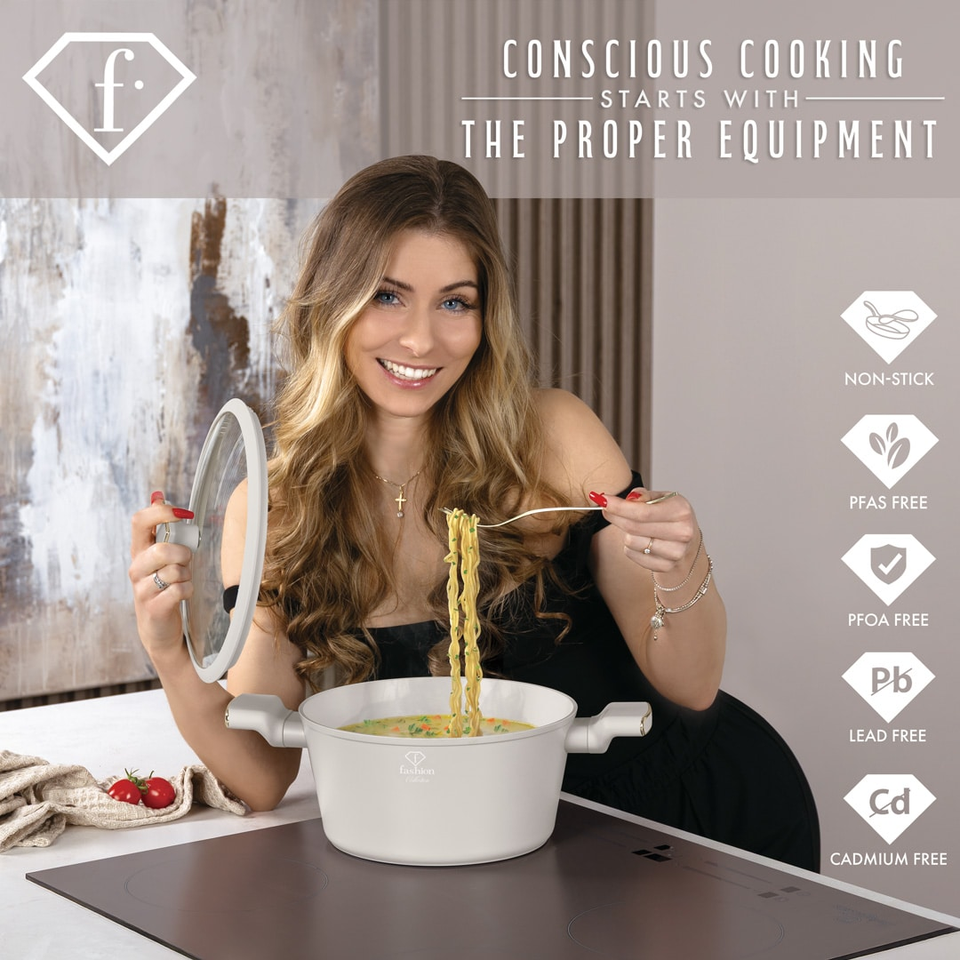 10-Piece Cookware Set Berlinger Haus FTV0077 Matte Cream–Gold – TitanPro Non-Stick Coating