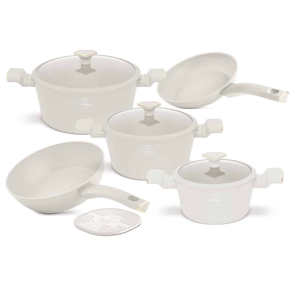 10-Piece Cookware Set Berlinger Haus FTV0077 Matte Cream–Gold – TitanPro Non-Stick Coating