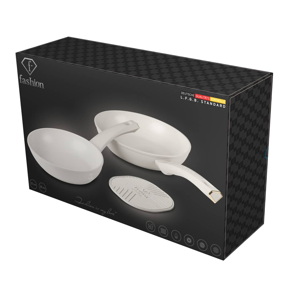 3-Piece Frypan Set FTV0079 – Matte Cream–Gold | Fashion by Berlinger Haus