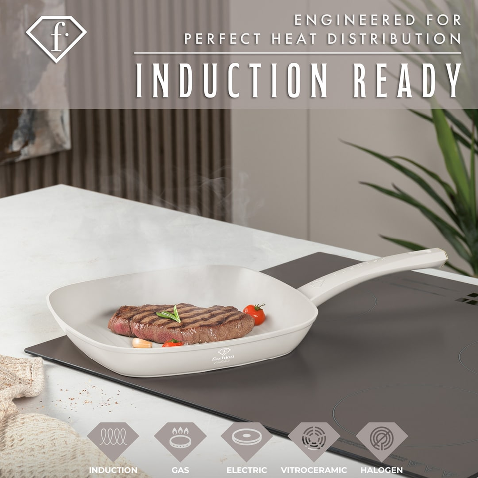 8-Piece Frypan Set FTV0086 – Matte Cream Gold | Fashion by Berlinger Haus