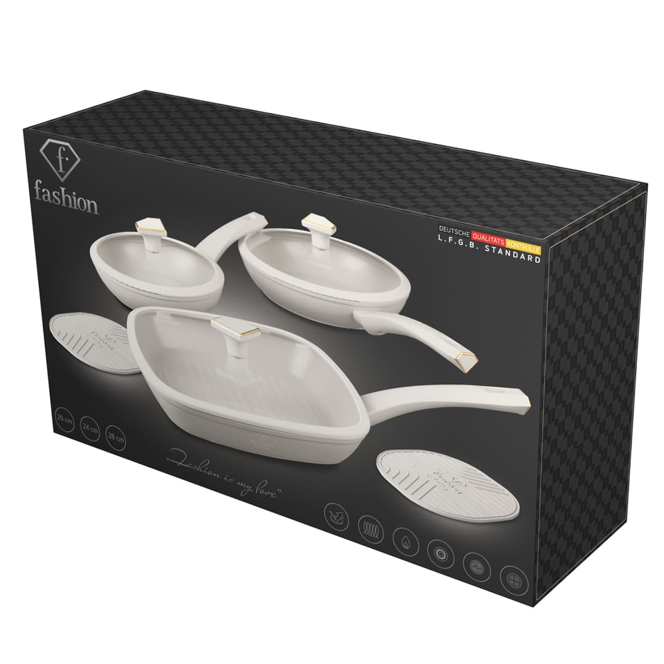 8-Piece Frypan Set FTV0086 – Matte Cream Gold | Fashion by Berlinger Haus
