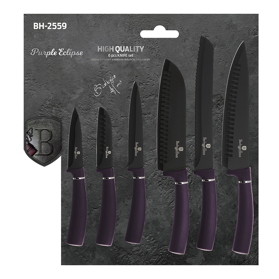 6 pieces Kitchen knives Berlinger Haus BH 2559 Purple Eclipse Collection
