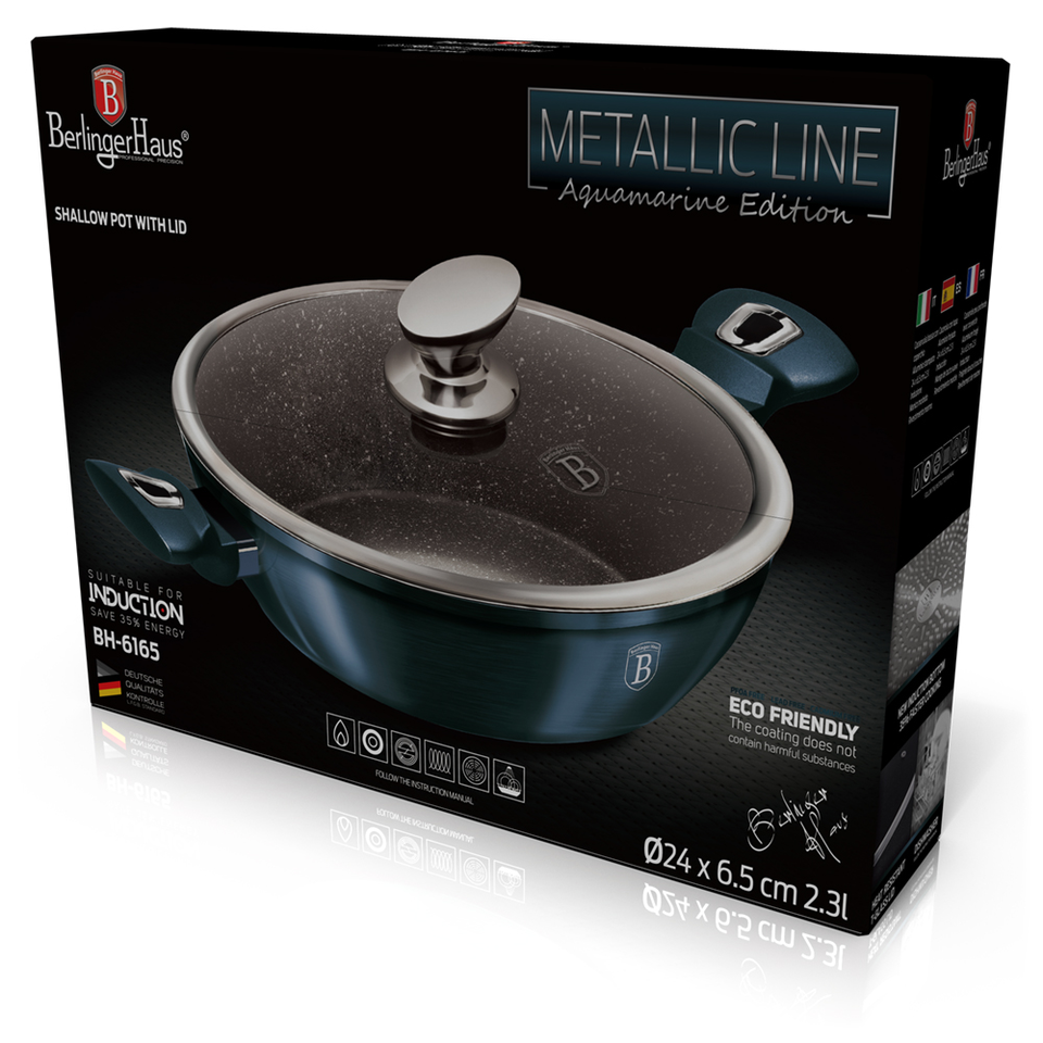 Shallow pot with lid, 24 cm Berlinger Haus BH 6165 Aquamarine