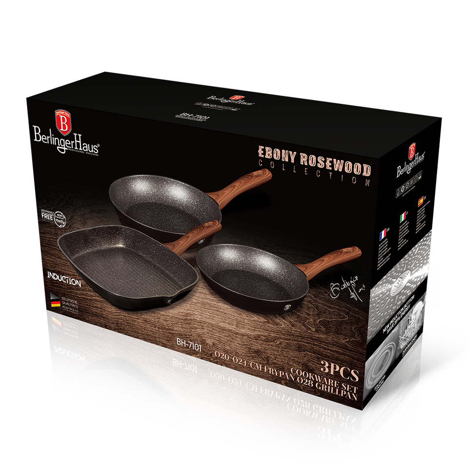 3 pcs frypan set Berlinger Haus BH 7101 Ebony Rosewood