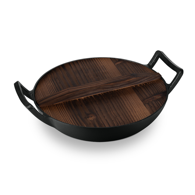 Wok Cast Iron with Wooden Lid, 30 cm, Berlinger Haus LP-BH 190