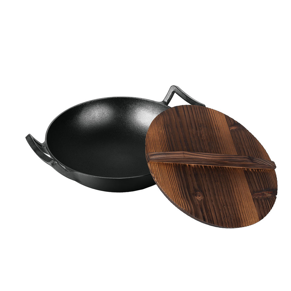 Wok Cast Iron with Wooden Lid, 30 cm, Berlinger Haus LP-BH 190