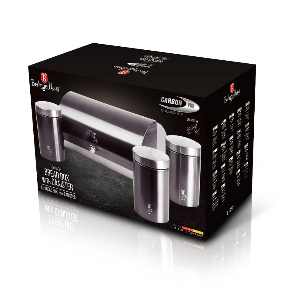 Bread Bin and Kitchen Canister Set Berlinger Haus BH-6732 Carbon