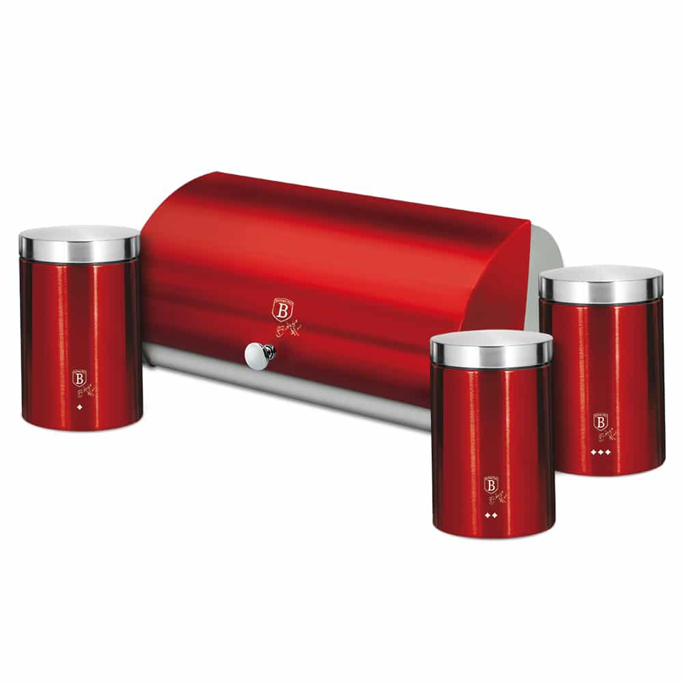 Bread Bin and Kitchen Canister Set Berlinger Haus BH-6729 Burgundy