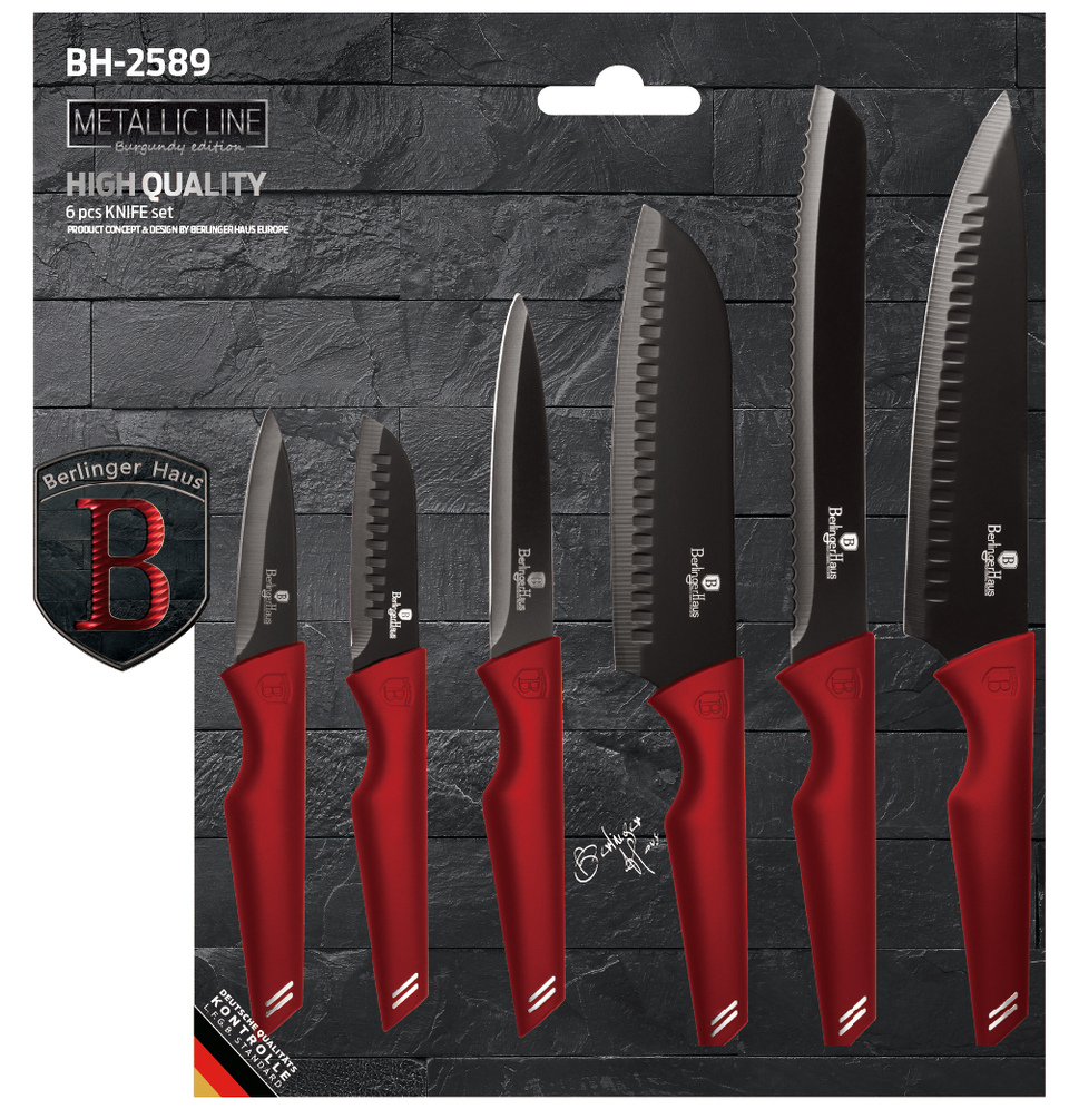 6 pcs Kitchen knife set Berlinger Haus BH 2589  Burgundy Edition