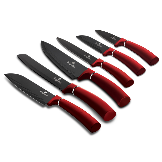 6 pcs Kitchen Knife Set Berlinger Haus BH2542 Burgundy Edition