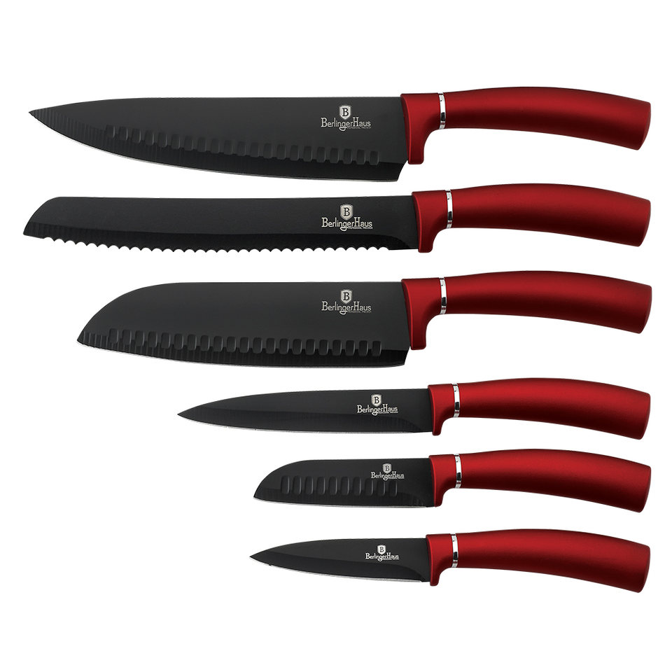 6 pcs Kitchen Knife Set Berlinger Haus BH2542 Burgundy Edition