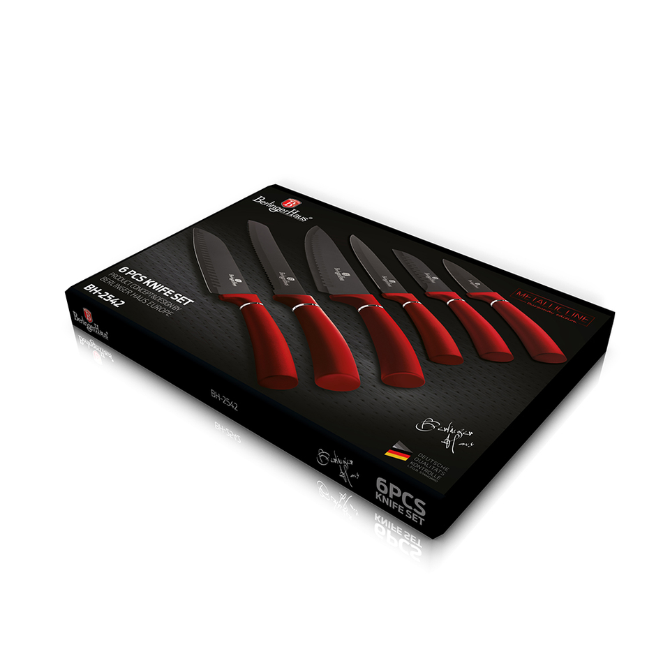 6 pcs Kitchen Knife Set Berlinger Haus BH2542 Burgundy Edition