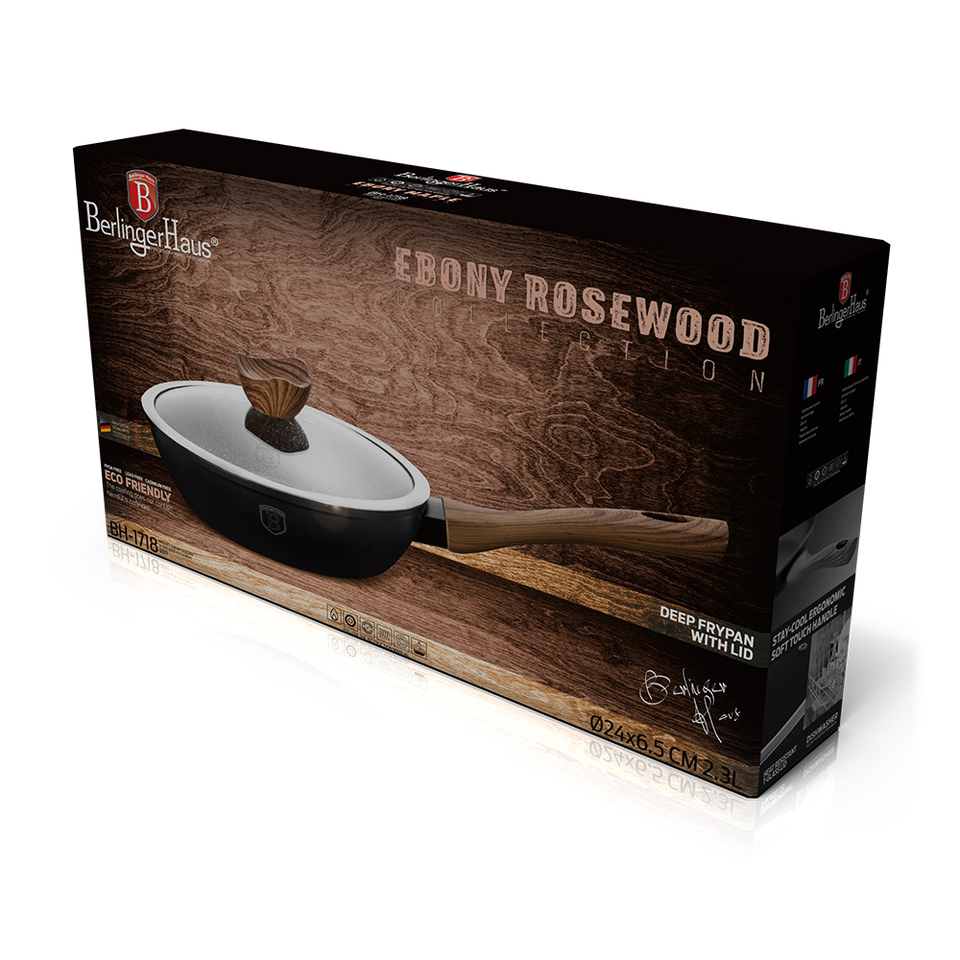 Deep frypan with lid, 24 cm, Ebony Rosewood  Berlinger Haus BH-1718