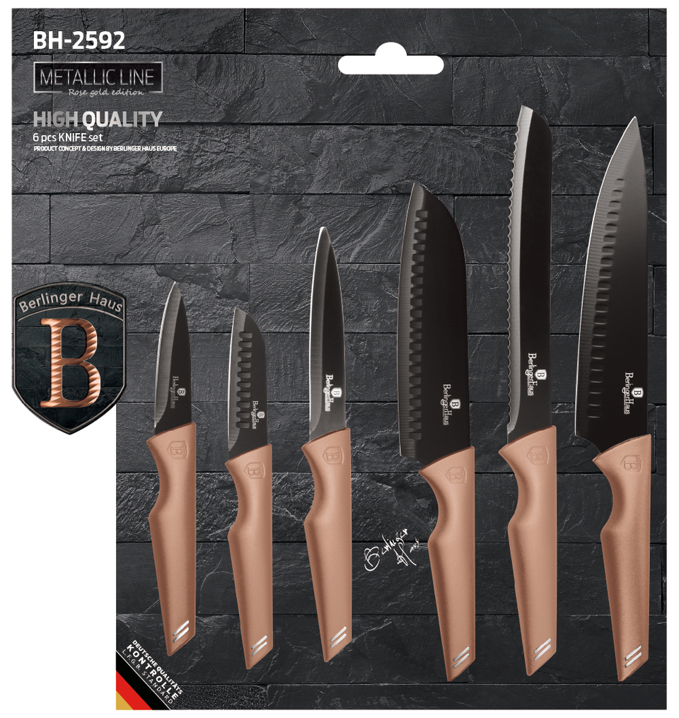6-Piece Knife Set Berlinger Haus BH-2592 Rose Gold Collection