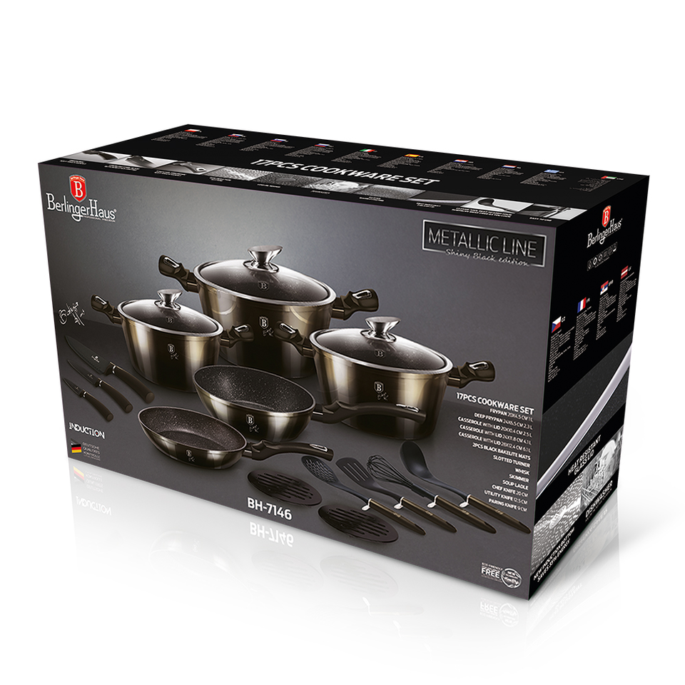 17-Piece Cookware Set Berlinger Haus BH 7146 Shiny Black Edition