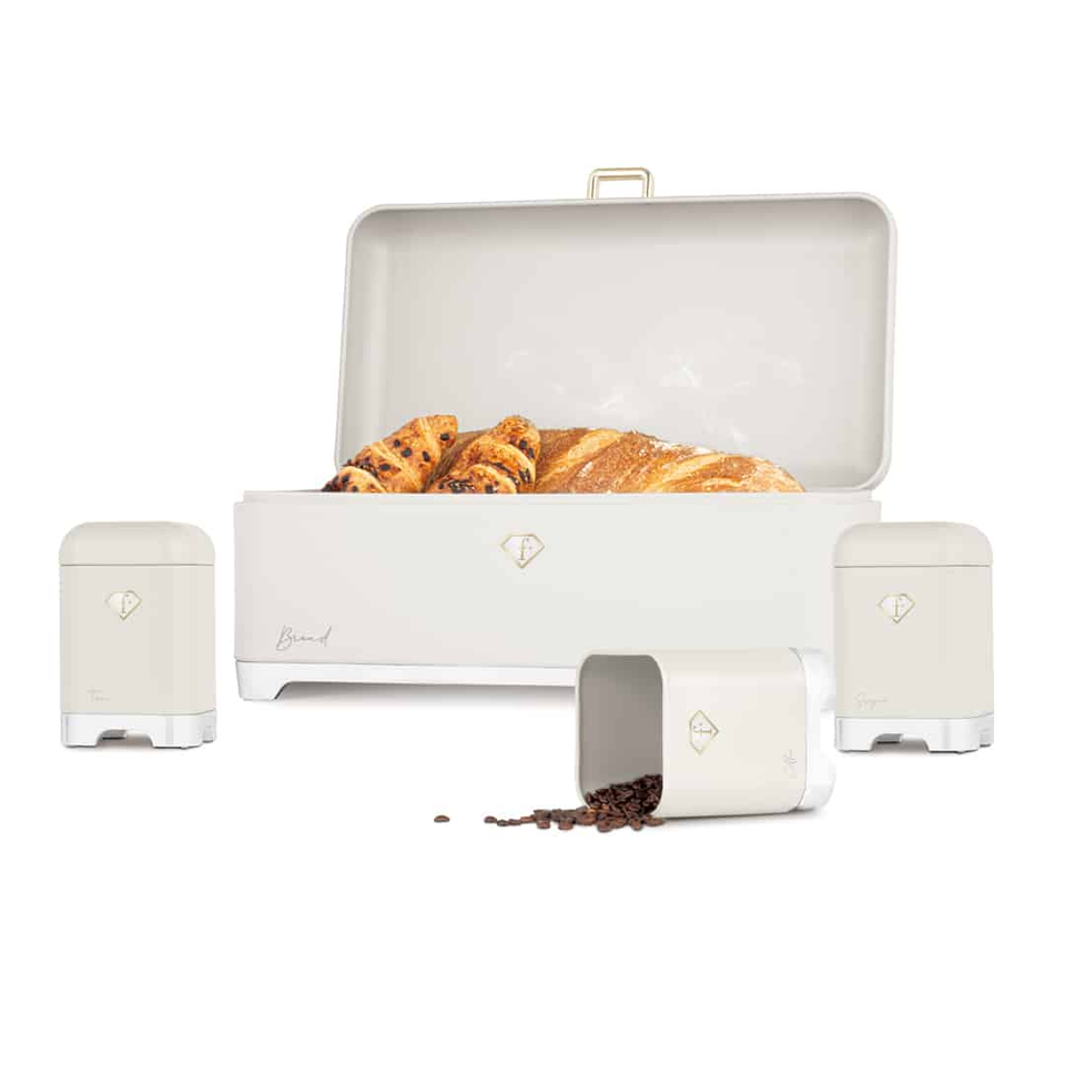 Bread Box Set FTV0181 – Cream & Gold Kitchen Storage