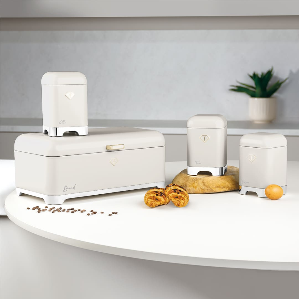 Bread Box Set FTV0181 – Cream & Gold Kitchen Storage