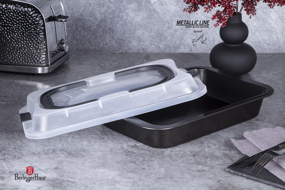 Oblong roaster with lid Berlinger Haus BH 7840 Metallic Line Shiny Black Edition