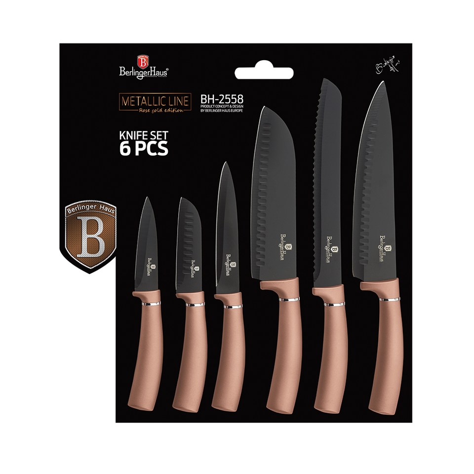 6-Piece Knife Set Berlinger Haus BH-2558 Rose Gold Collection