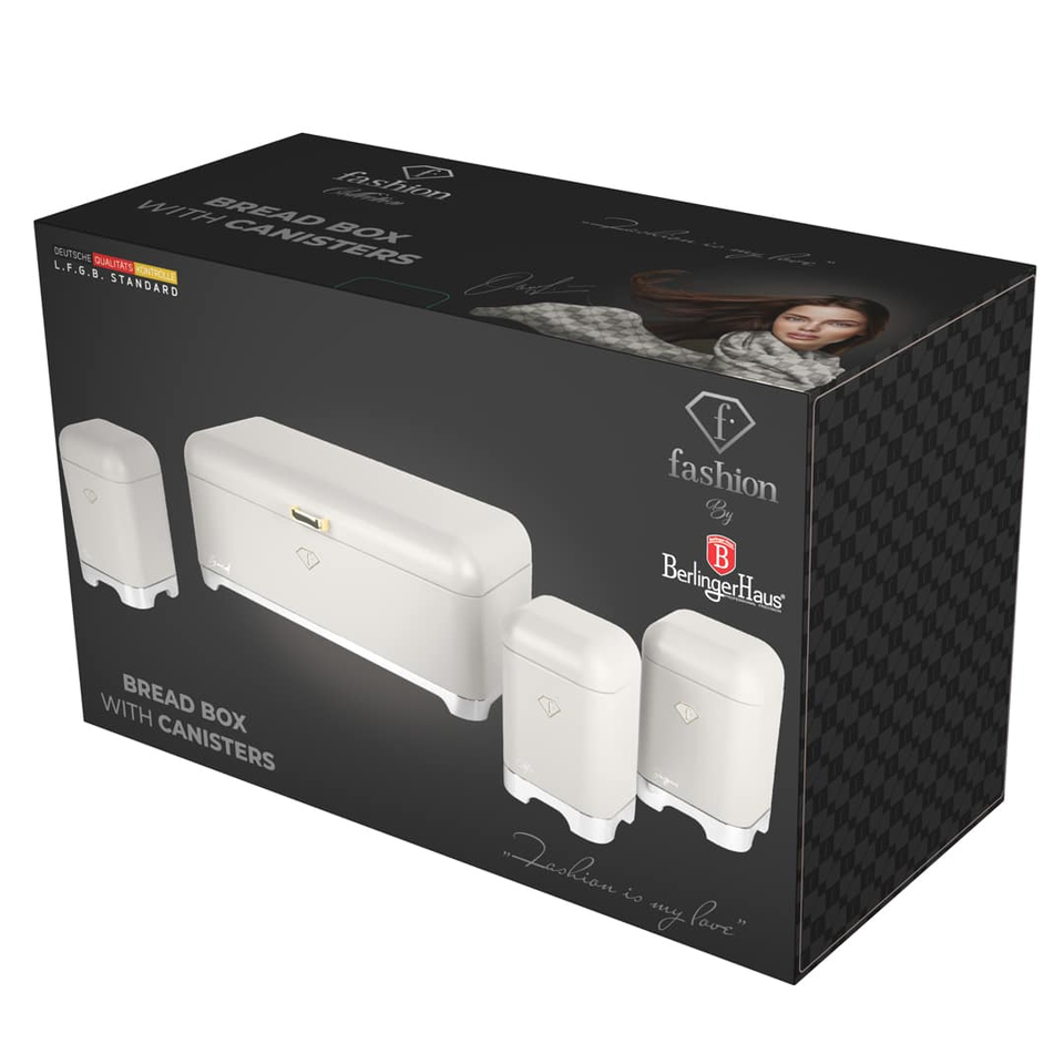 Bread Box Set FTV0181 – Cream & Gold Kitchen Storage