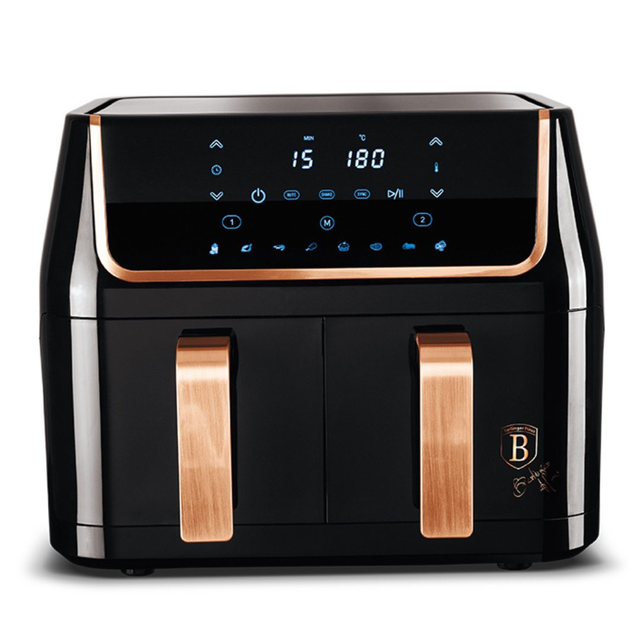 Digital Double Basket Air Fryer 9.6L For Healthy Oil-Free Cooking 1800W Berlinger Haus BH-9420