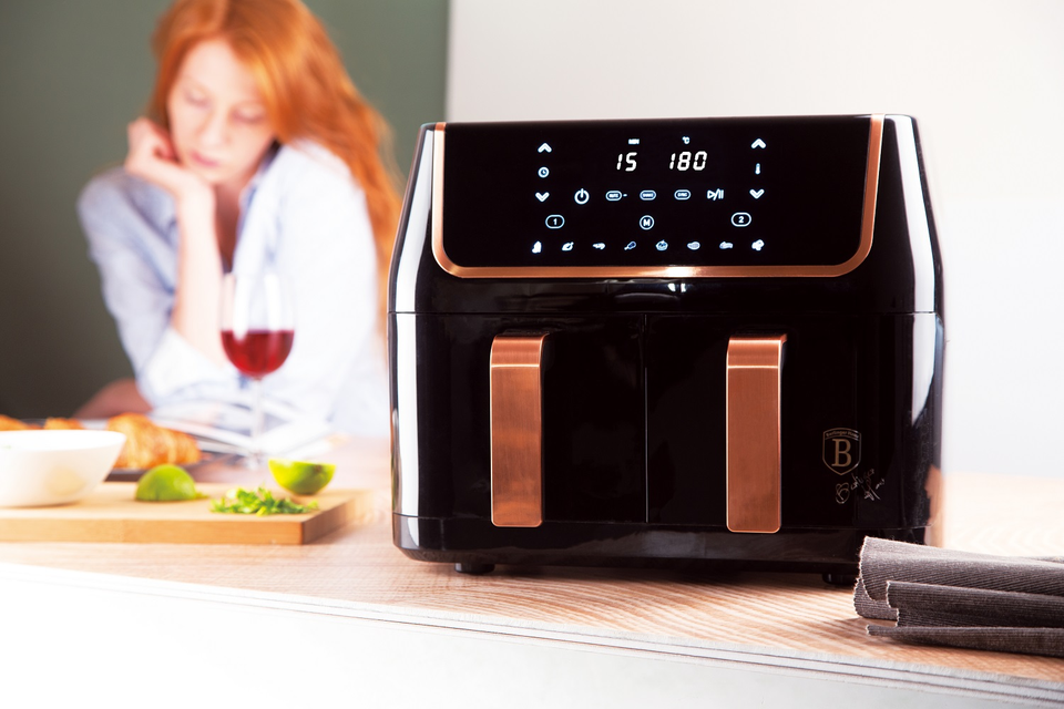 Digital Double Basket Air Fryer 9.6L For Healthy Oil-Free Cooking 1800W Berlinger Haus BH-9420