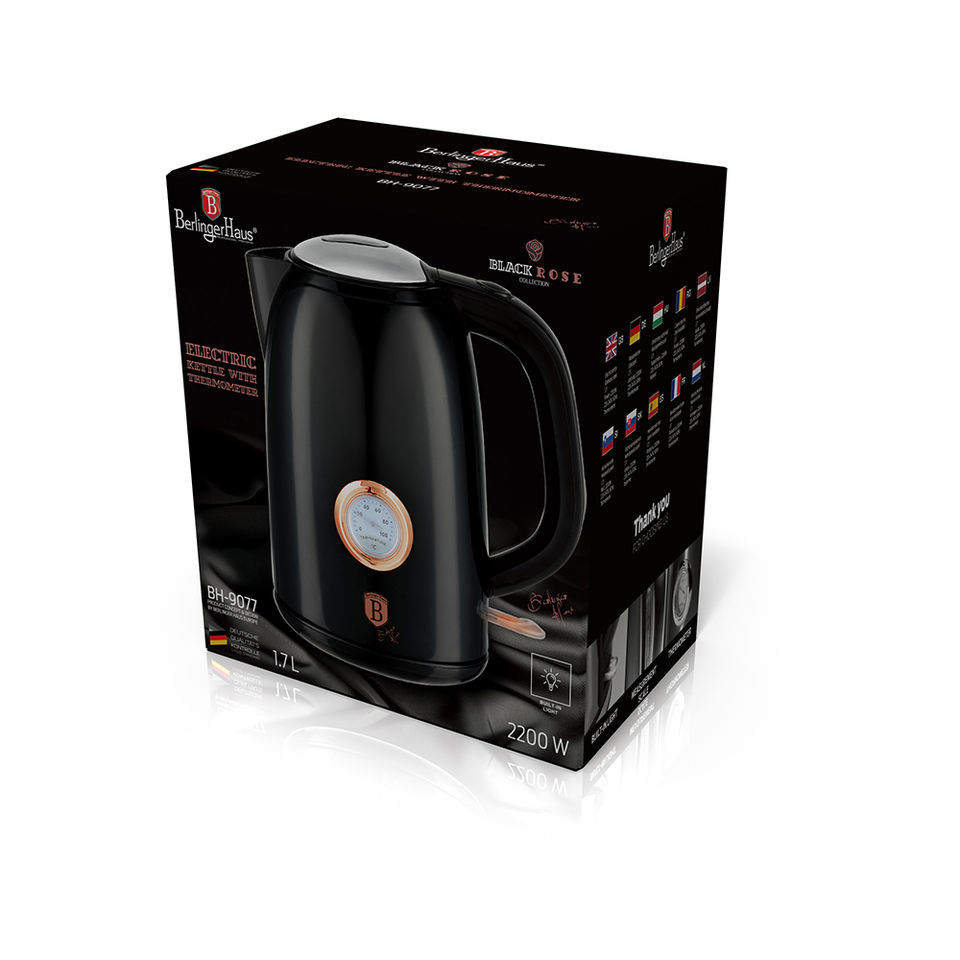 Electric kettle with thermometer Berlinger Haus BH-9077 Black Rose Collection