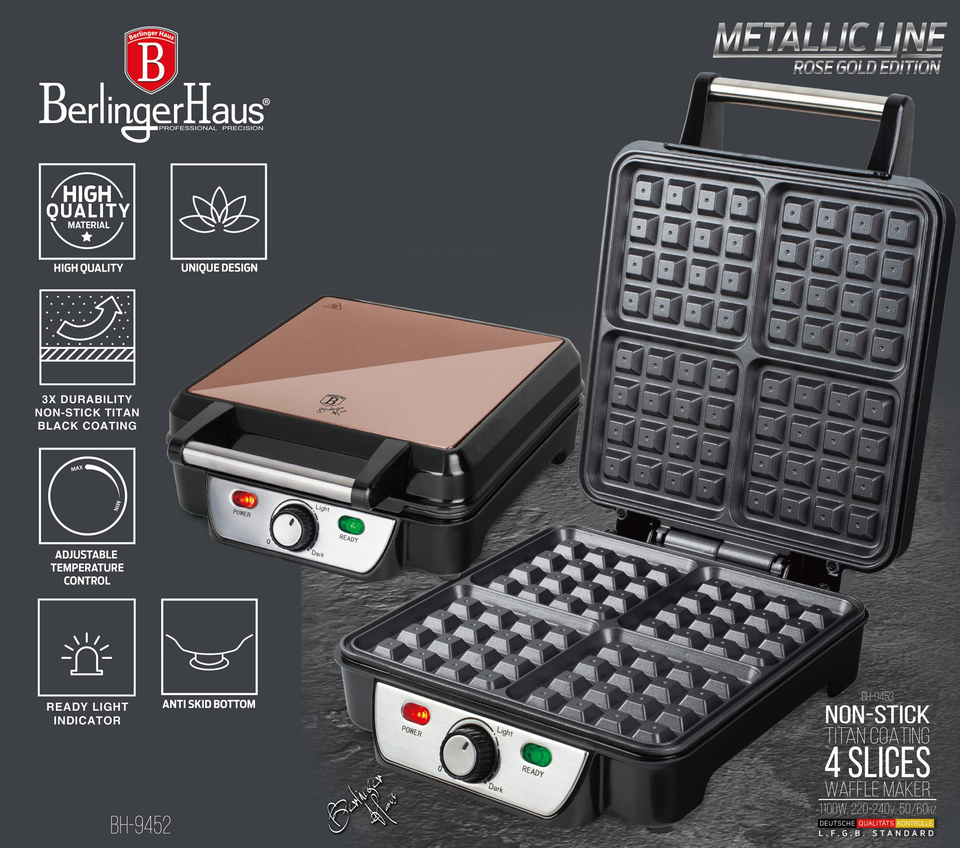 Waffle maker Berlinger Haus BH 9452 Rose Gold