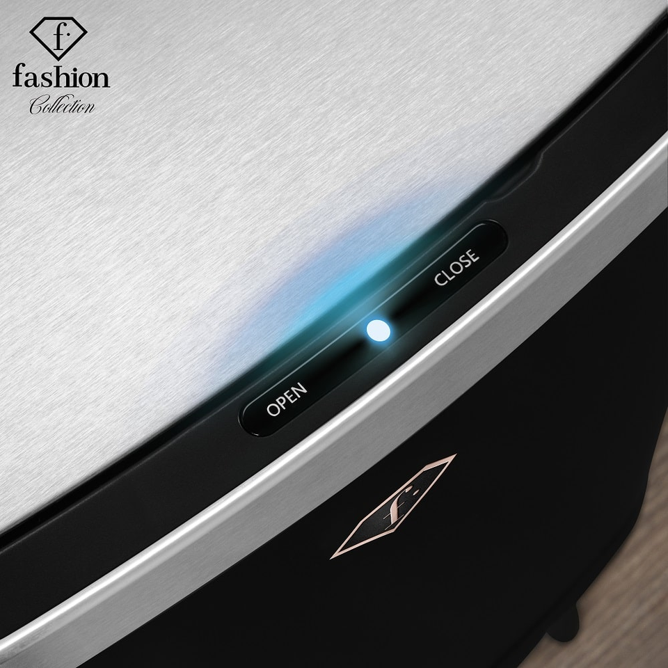 Smart Sensor Trash Bin 30L FTV0152 – Touchless Luxury Design, Black–Rose Gold | Fashion by Berlinger Haus