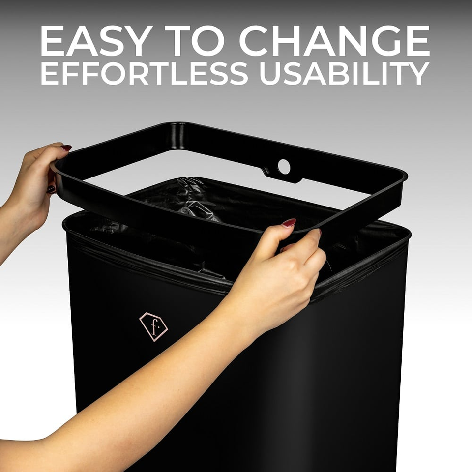 Smart Sensor Trash Bin 30L FTV0152 – Touchless Luxury Design, Black–Rose Gold | Fashion by Berlinger Haus