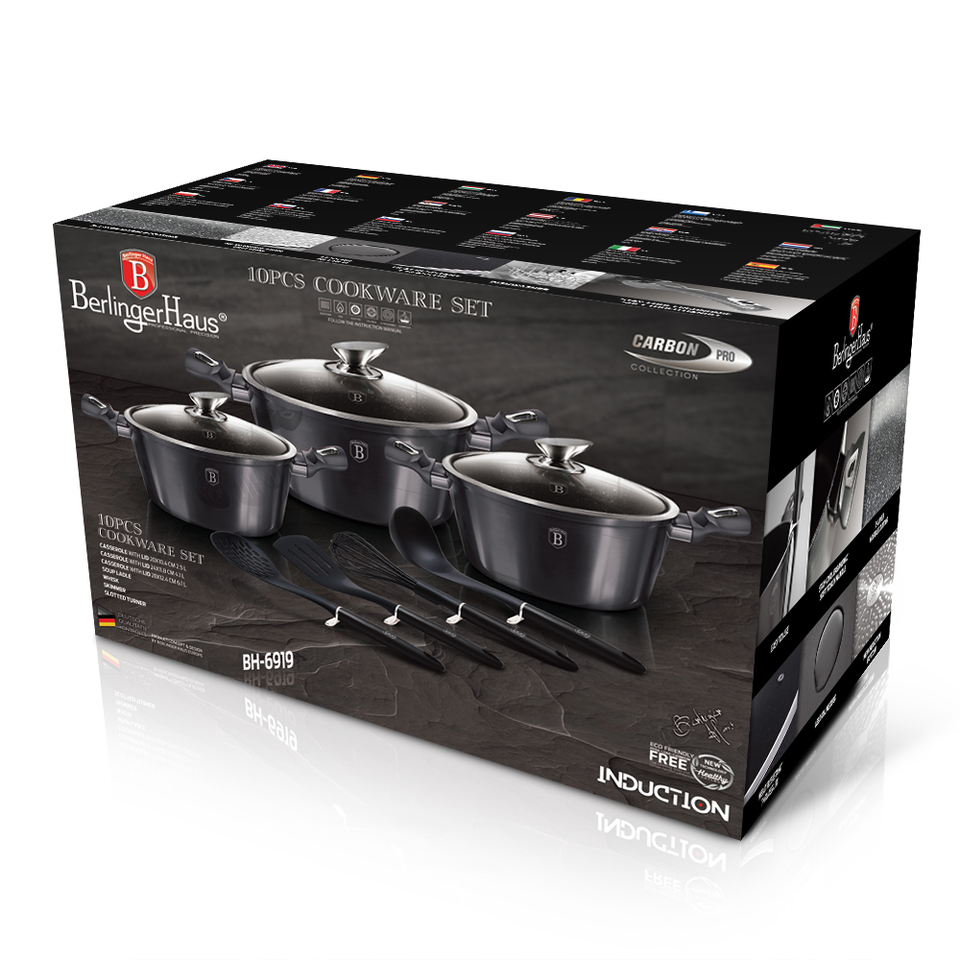 10-Piece Cookware Set Berlinger Haus BH 6919 Metallic Line Carbon Pro Edition
