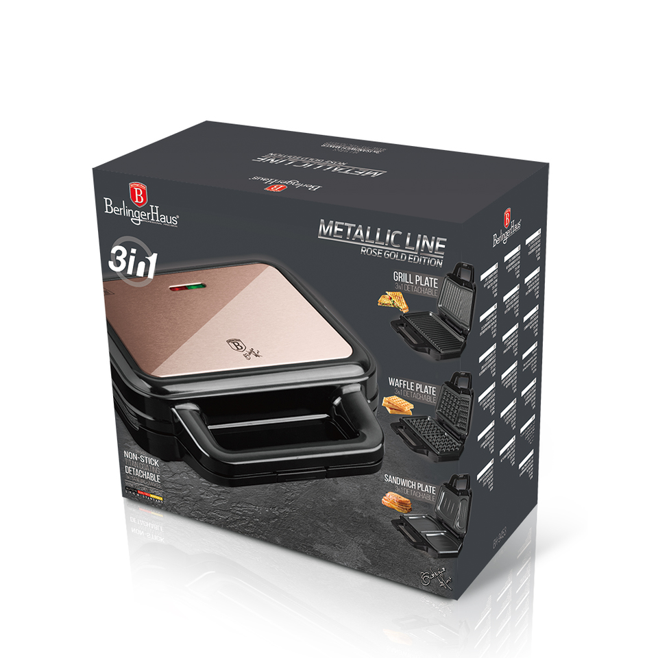 3 in 1 sandwich maker with detachable plates Berlinger Haus BH 9453