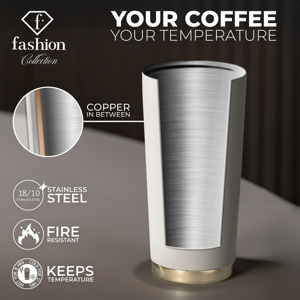Coffee Mug 0.5L FTV0131 Berlinger Haus – Insulated Travel Mug Cream Gold