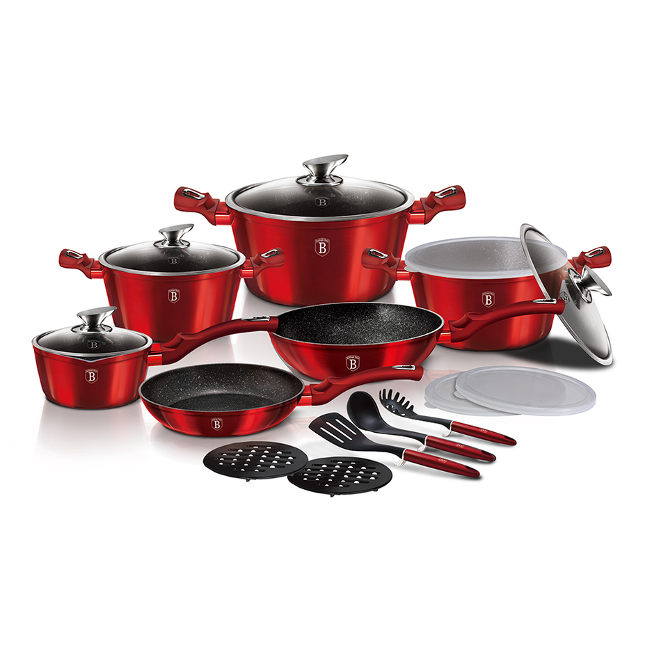 18-Piece Cookware Set Berlinger Haus BH/7035 Metallic Line Burgundy