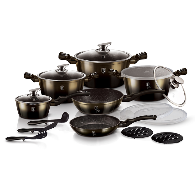 18-Piece Cookware Set Berlinger Haus BH/6614 Metallic Line Shiny Black Edition