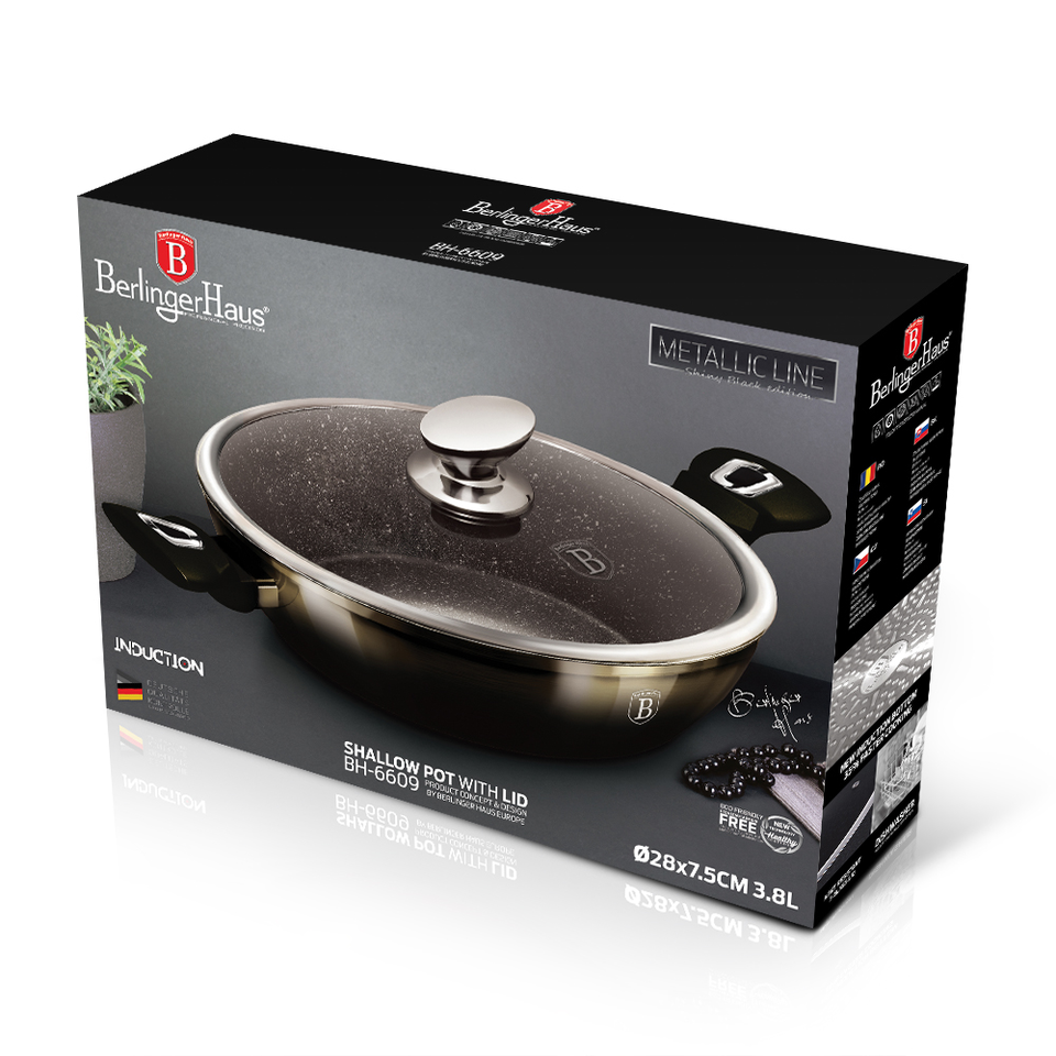 Shallow Pot 28 cm Berlinger Haus BH-6609 Metallic Line Shiny Black Edition