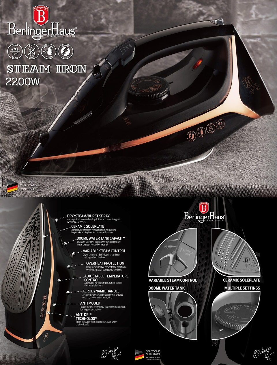 Iron Berlinger Haus BH 9411 Black Rose Gold