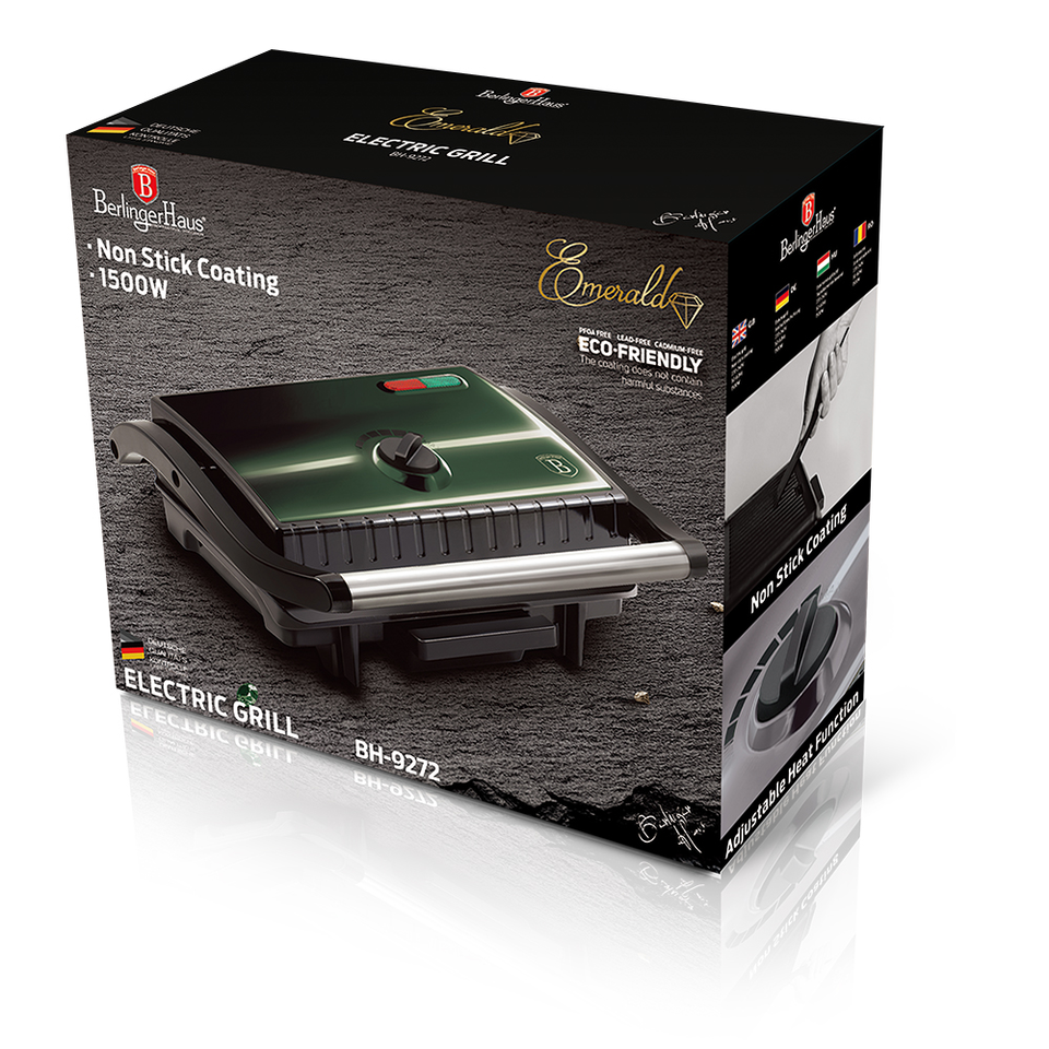 Electric grill with oil drip pan Berlinger Haus BH9272 emerald
