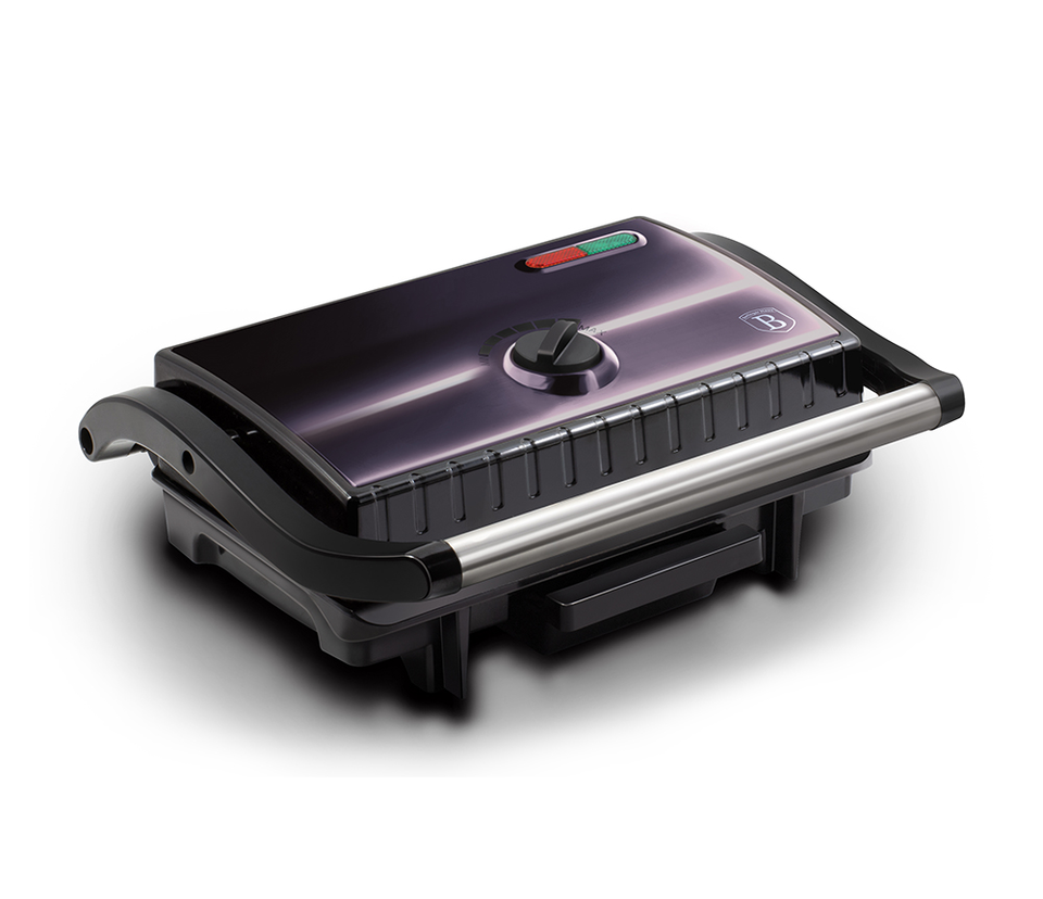  Electric grill with oil drip pan Berlinger Haus 9271 purple • Adjustable thermostat • Can be used as panini press, contact grill or indoor grill