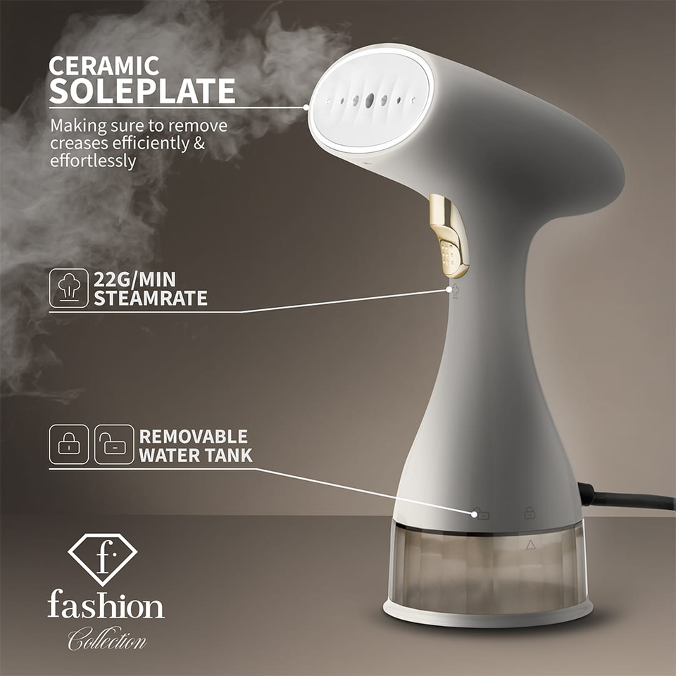 Handheld Steamer 1500W FTV0128 Cream–Gold | Fashion by Berlinger Haus | Powerful Steam & Compact Design