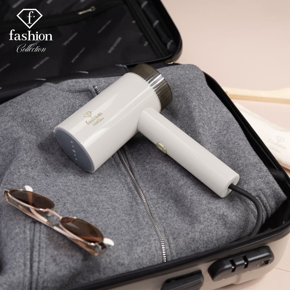 Foldable Handheld Steamer FTV0126 – Cream–Gold | 1000W Portable Garment Steamer | Fashion by Berlinger Haus