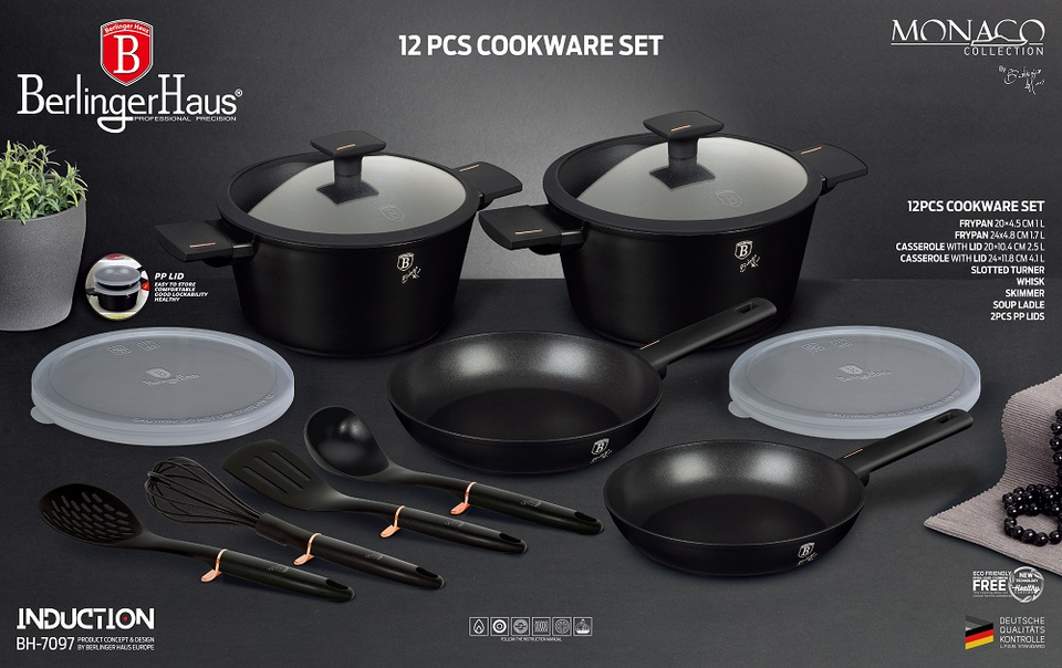 12-Piece Cookware Set Berlinger Haus BH-7097 Monaco Collection